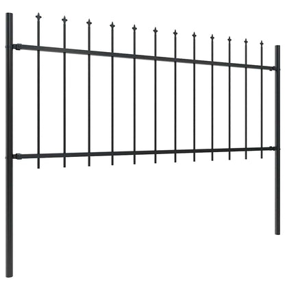 vidaXL Garden Fence with Spear Top Steel 1172x80 cm Black 2