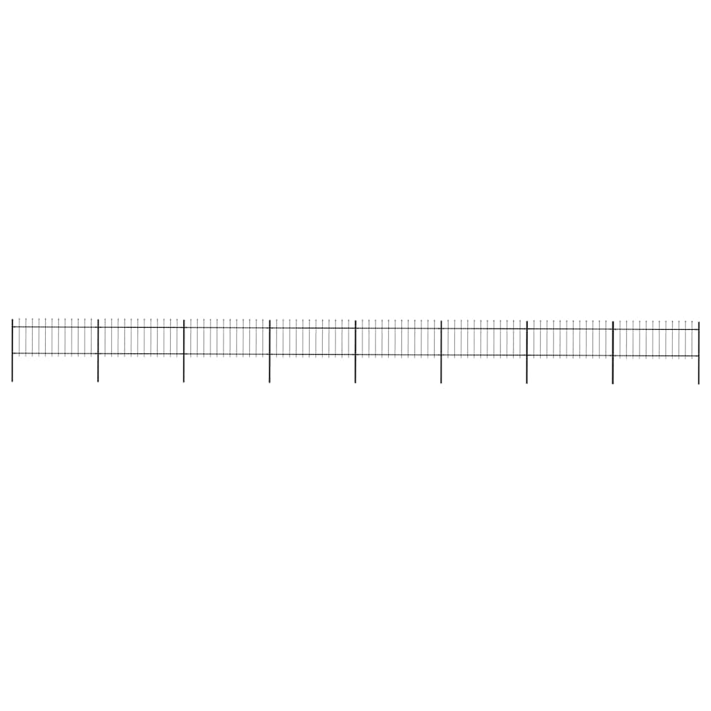 vidaXL Garden Fence with Spear Top Steel 1339x80 cm Black 1
