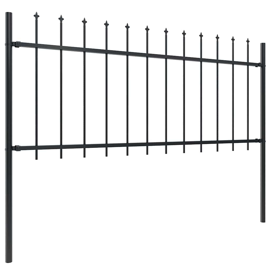 vidaXL Garden Fence with Spear Top Steel 1339x80 cm Black 2