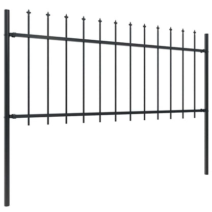 vidaXL Garden Fence with Spear Top Steel 1339x80 cm Black 2