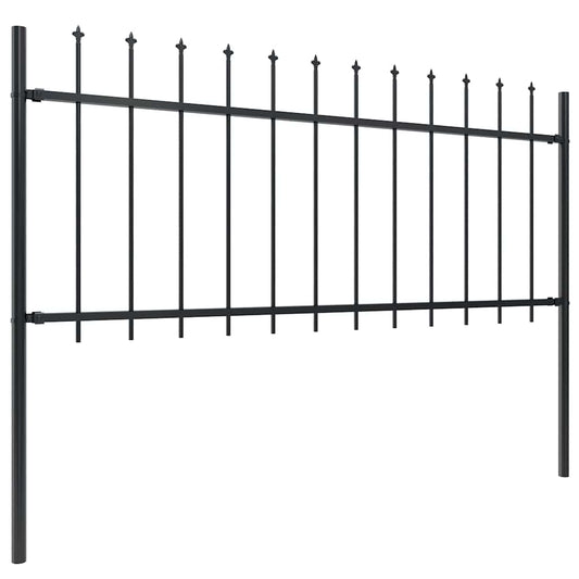 vidaXL Garden Fence with Spear Top Steel 1339x80 cm Black 2