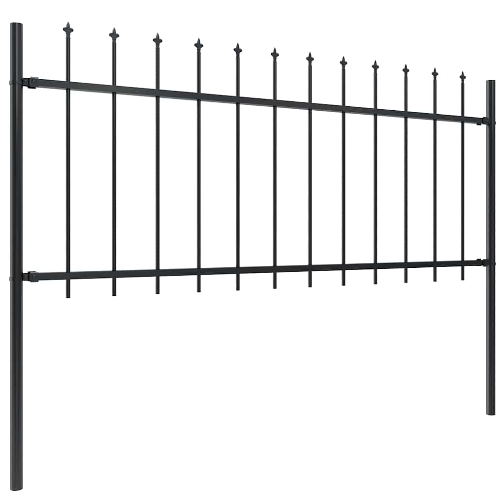 vidaXL Garden Fence with Spear Top Steel 1506x80 cm Black 2