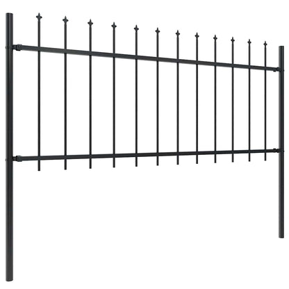 vidaXL Garden Fence with Spear Top Steel 1506x80 cm Black 2