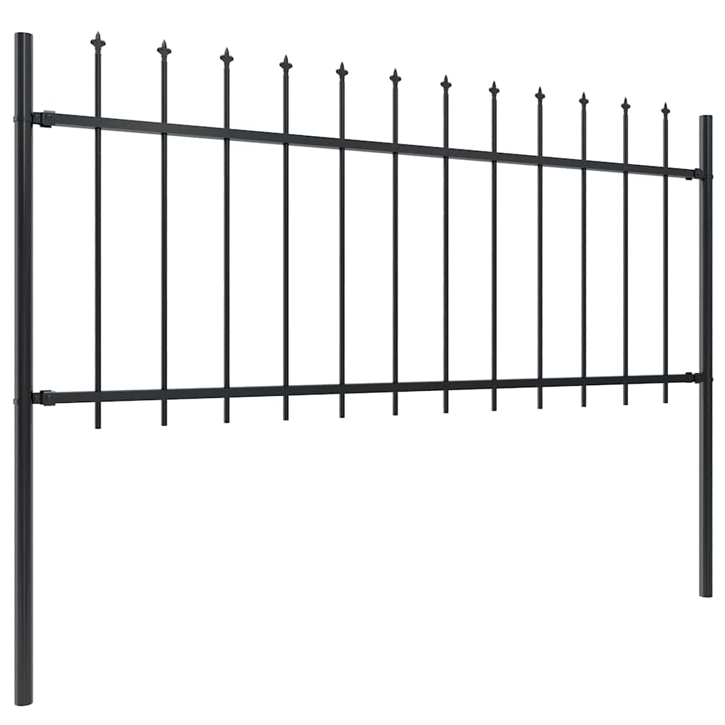 vidaXL Garden Fence with Spear Top Steel 1673x80 cm Black 2