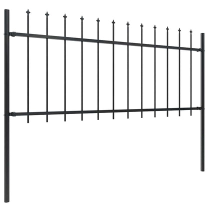 vidaXL Garden Fence with Spear Top Steel 1673x80 cm Black 2
