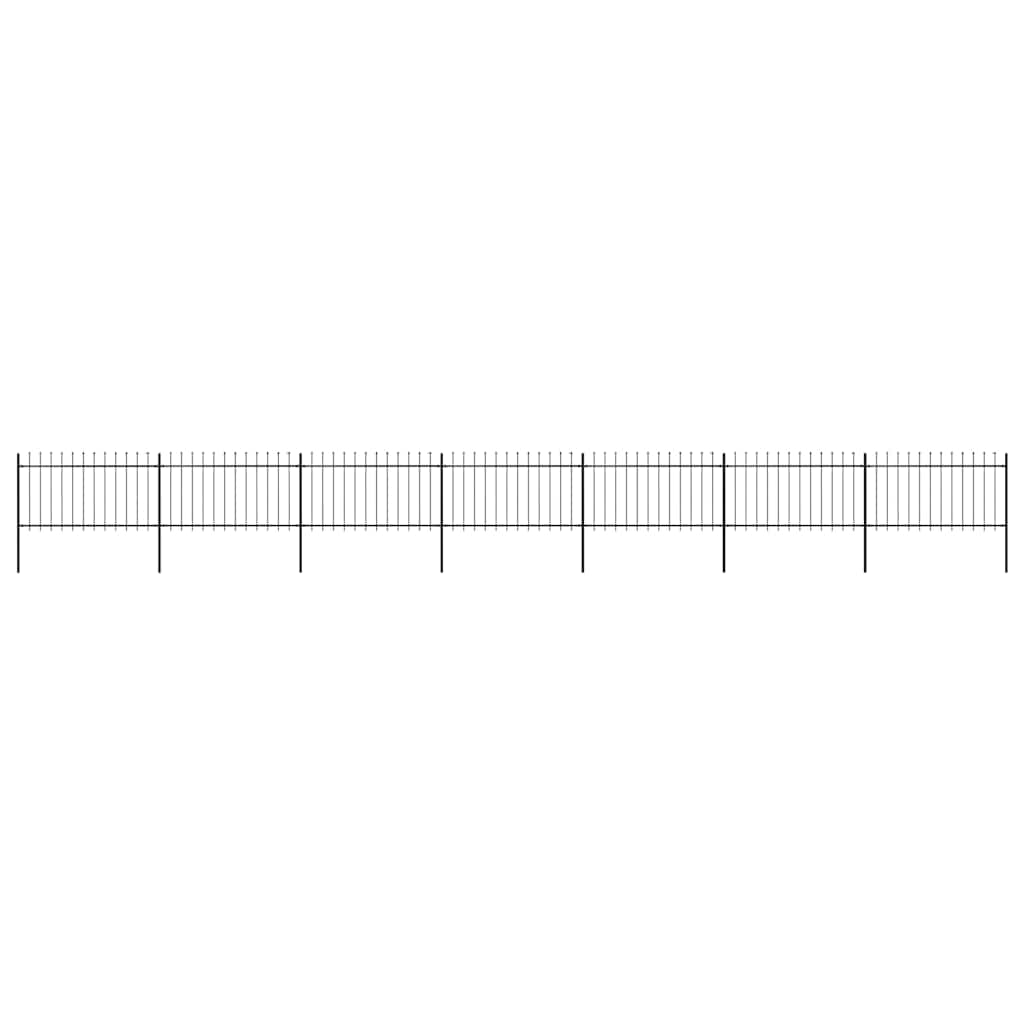 vidaXL Garden Fence with Spear Top Steel 1172x100 cm Black 1