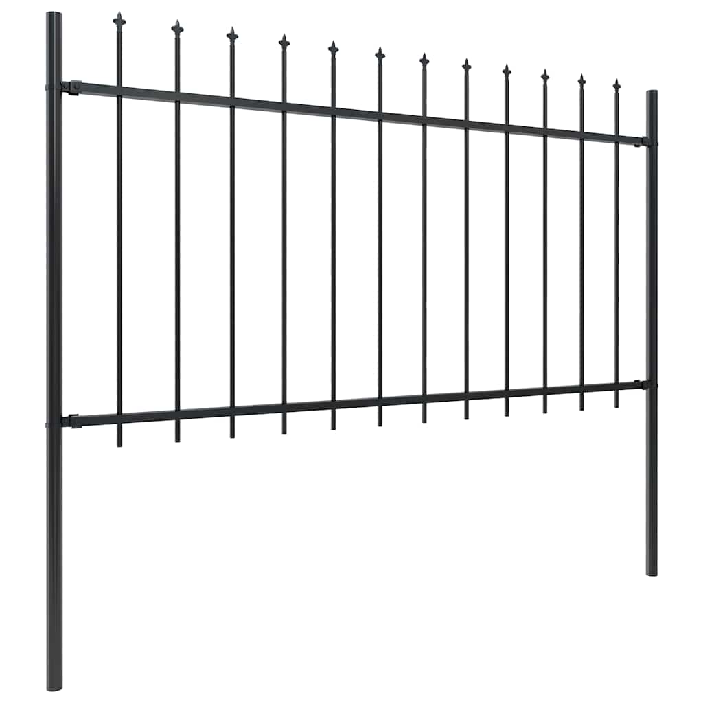 vidaXL Garden Fence with Spear Top Steel 1172x100 cm Black 2