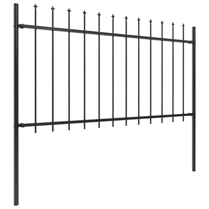 vidaXL Garden Fence with Spear Top Steel 1172x100 cm Black 2
