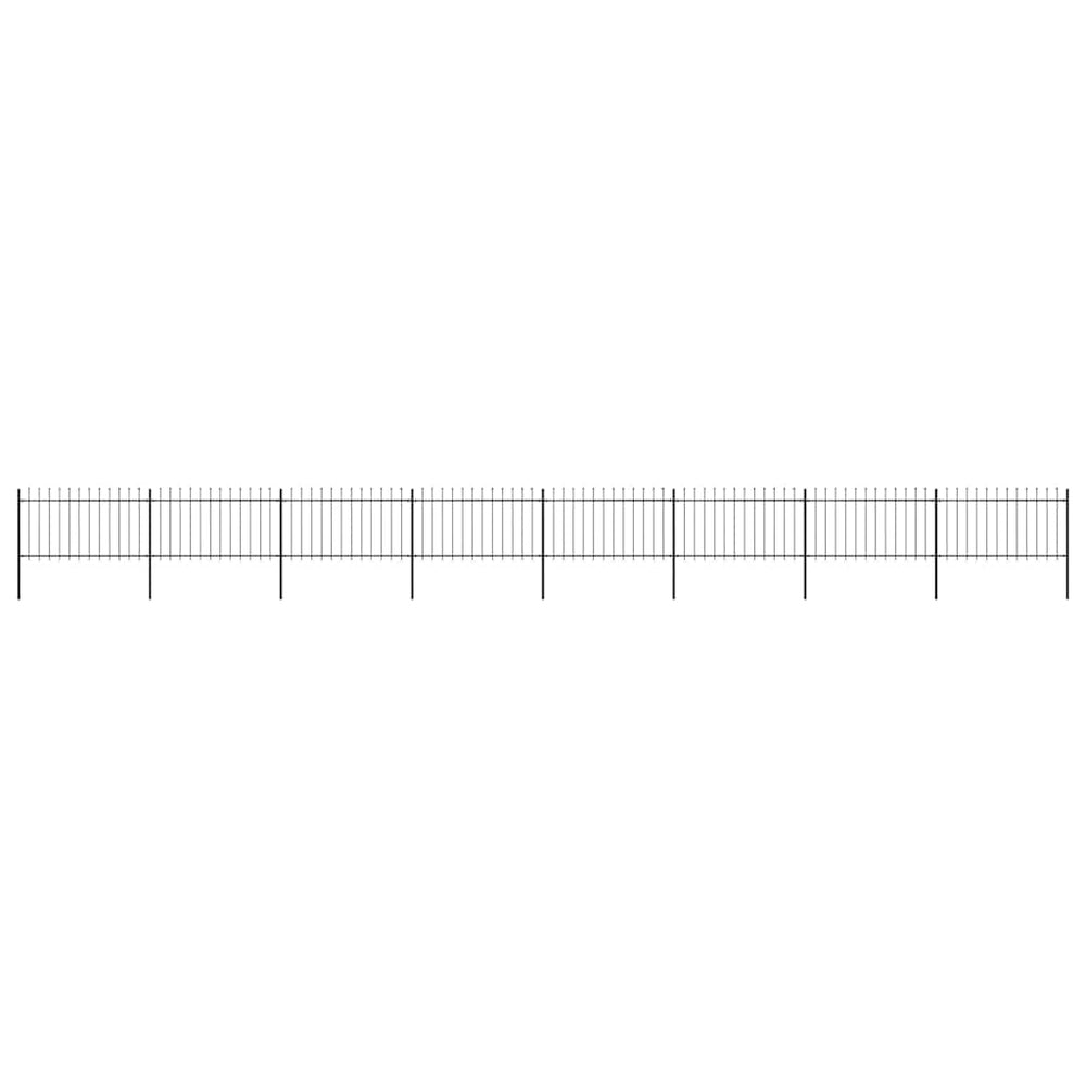 vidaXL Garden Fence with Spear Top Steel 1339x100 cm Black