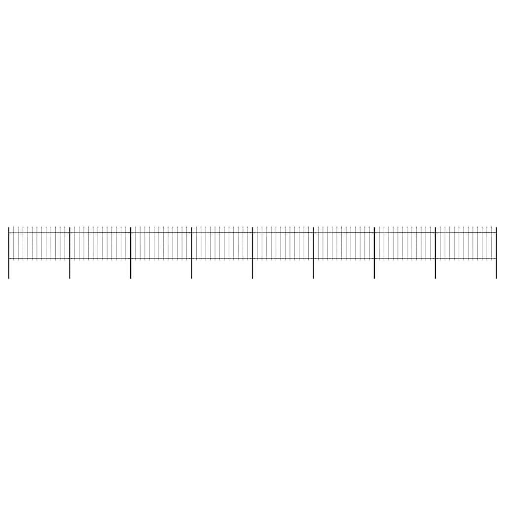 vidaXL Garden Fence with Spear Top Steel 1339x100 cm Black 1