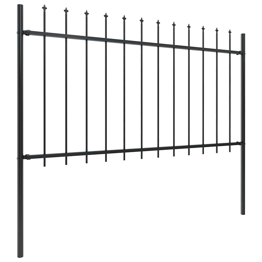 vidaXL Garden Fence with Spear Top Steel 1339x100 cm Black 2