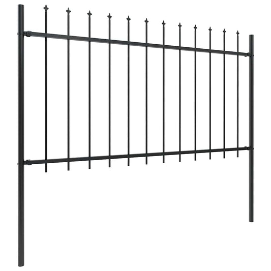 vidaXL Garden Fence with Spear Top Steel 1339x100 cm Black 2