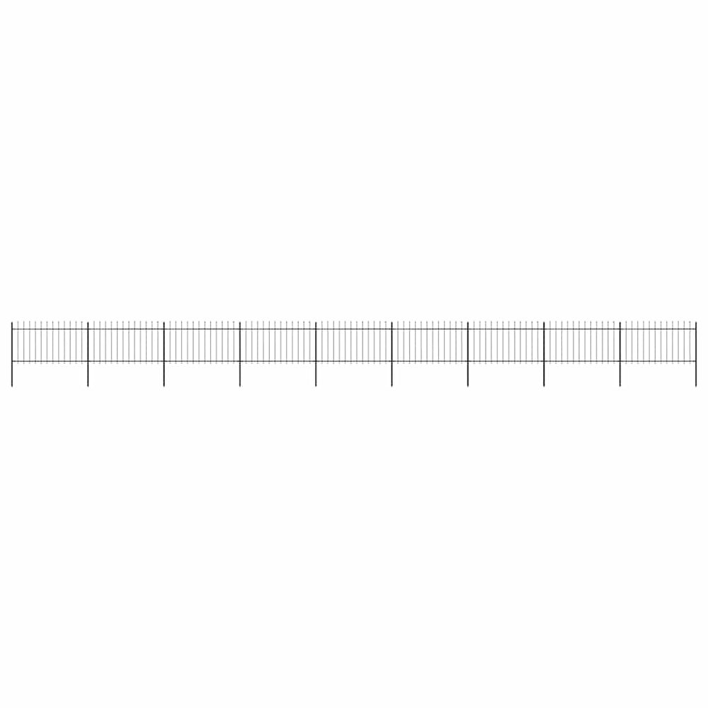 vidaXL Garden Fence with Spear Top Steel 1506x100 cm Black