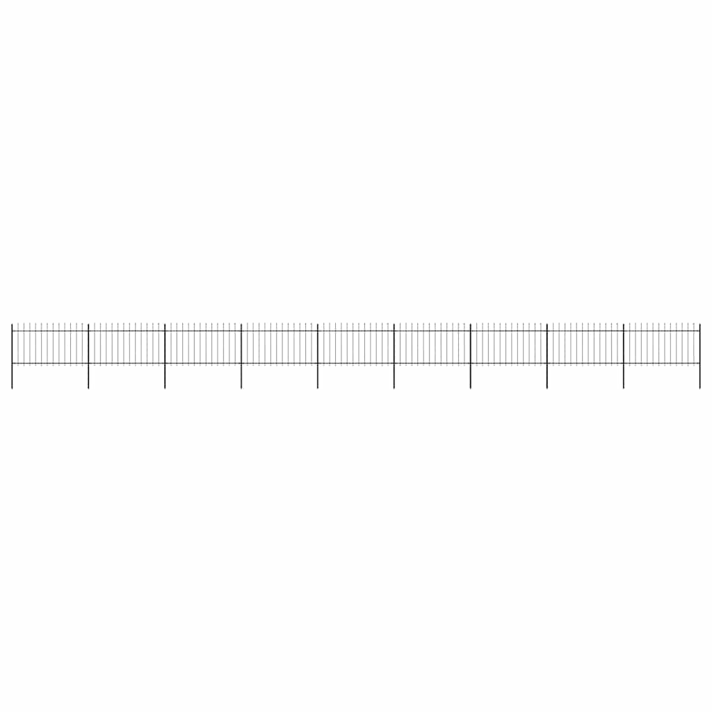 vidaXL Garden Fence with Spear Top Steel 1506x100 cm Black 1