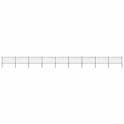 vidaXL Garden Fence with Spear Top Steel 1506x100 cm Black 1