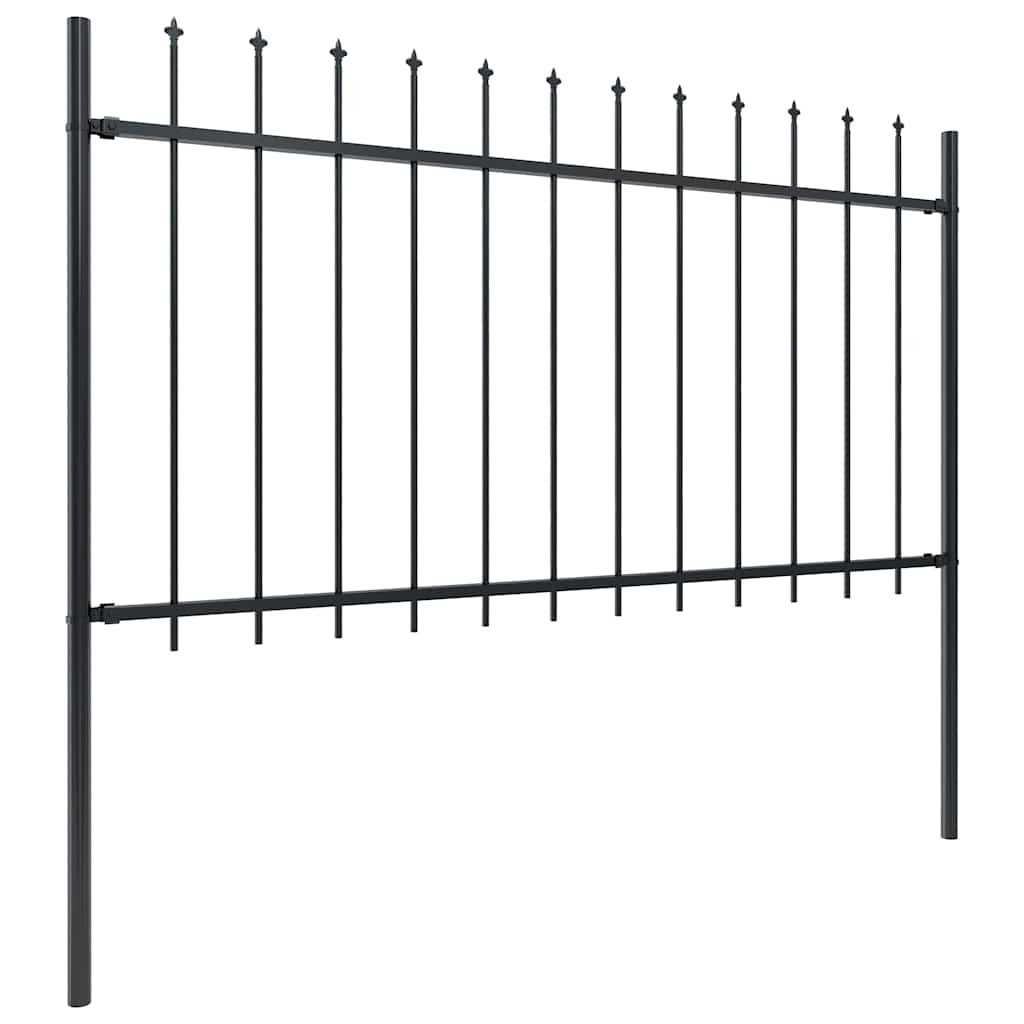 vidaXL Garden Fence with Spear Top Steel 1506x100 cm Black 2
