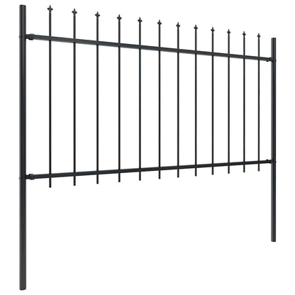 vidaXL Garden Fence with Spear Top Steel 1506x100 cm Black 2