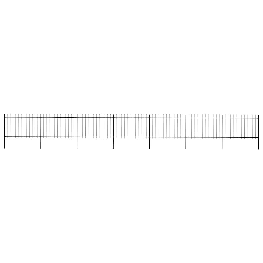 vidaXL Garden Fence with Spear Top Steel 1172x120 cm Black 1