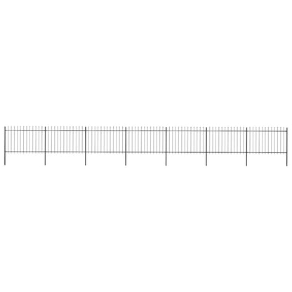 vidaXL Garden Fence with Spear Top Steel 1172x120 cm Black 1