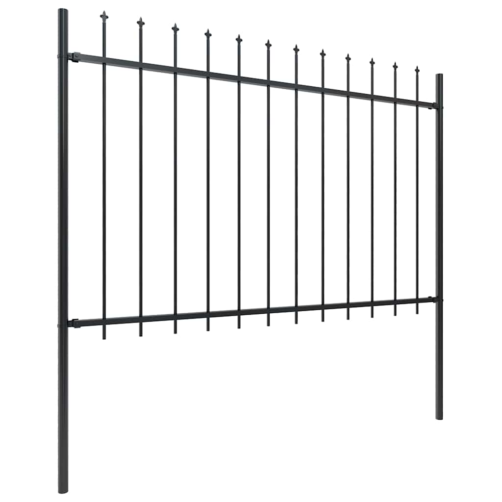 vidaXL Garden Fence with Spear Top Steel 1172x120 cm Black 2