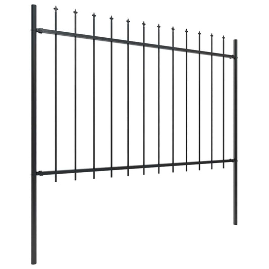 vidaXL Garden Fence with Spear Top Steel 1172x120 cm Black 2