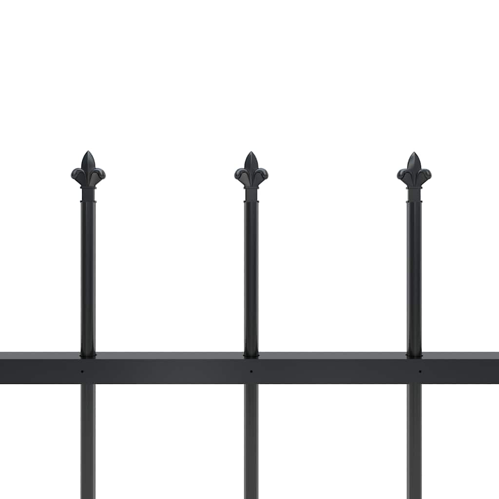 vidaXL Garden Fence with Spear Top Steel 1172x120 cm Black 4