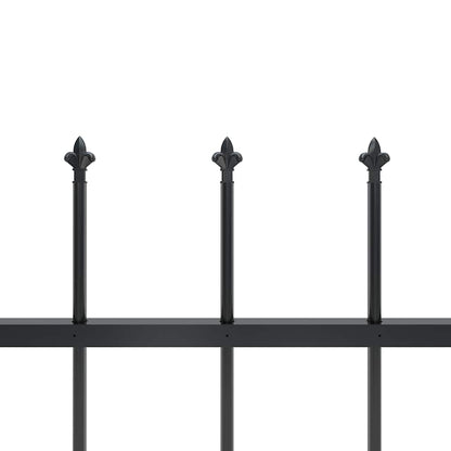 vidaXL Garden Fence with Spear Top Steel 1172x120 cm Black 4