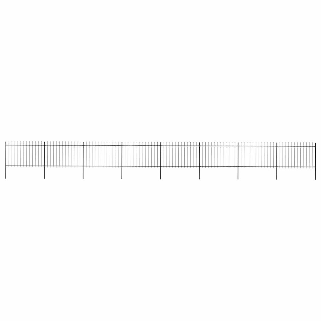 vidaXL Garden Fence with Spear Top Steel 1339x120 cm Black 1