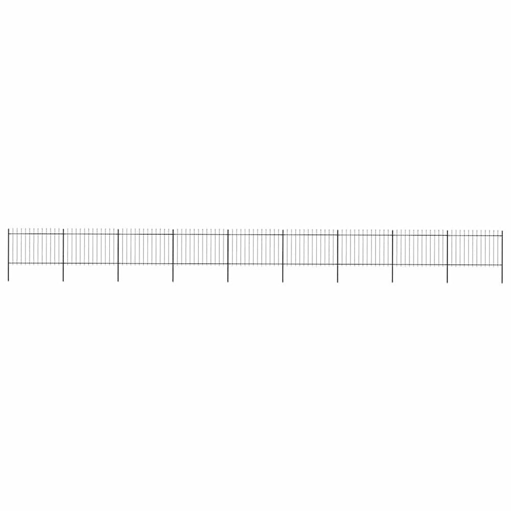 vidaXL Garden Fence with Spear Top Steel 1506x120 cm Black