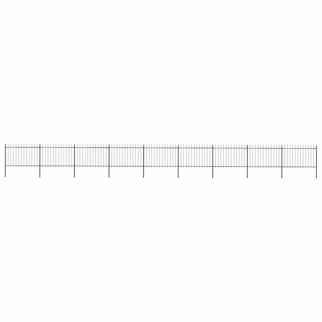 vidaXL Garden Fence with Spear Top Steel 1506x120 cm Black 1