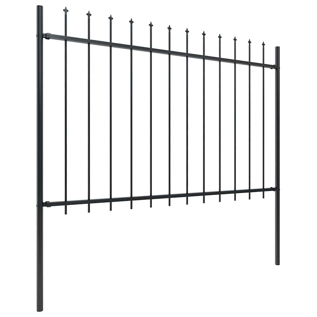 vidaXL Garden Fence with Spear Top Steel 1506x120 cm Black 2