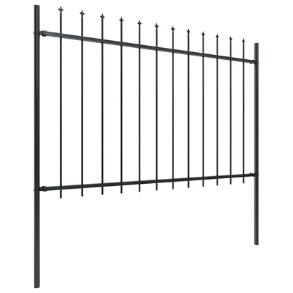 vidaXL Garden Fence with Spear Top Steel 1506x120 cm Black 2