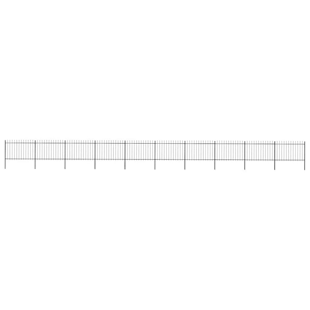 vidaXL Garden Fence with Spear Top Steel 1673x120 cm Black