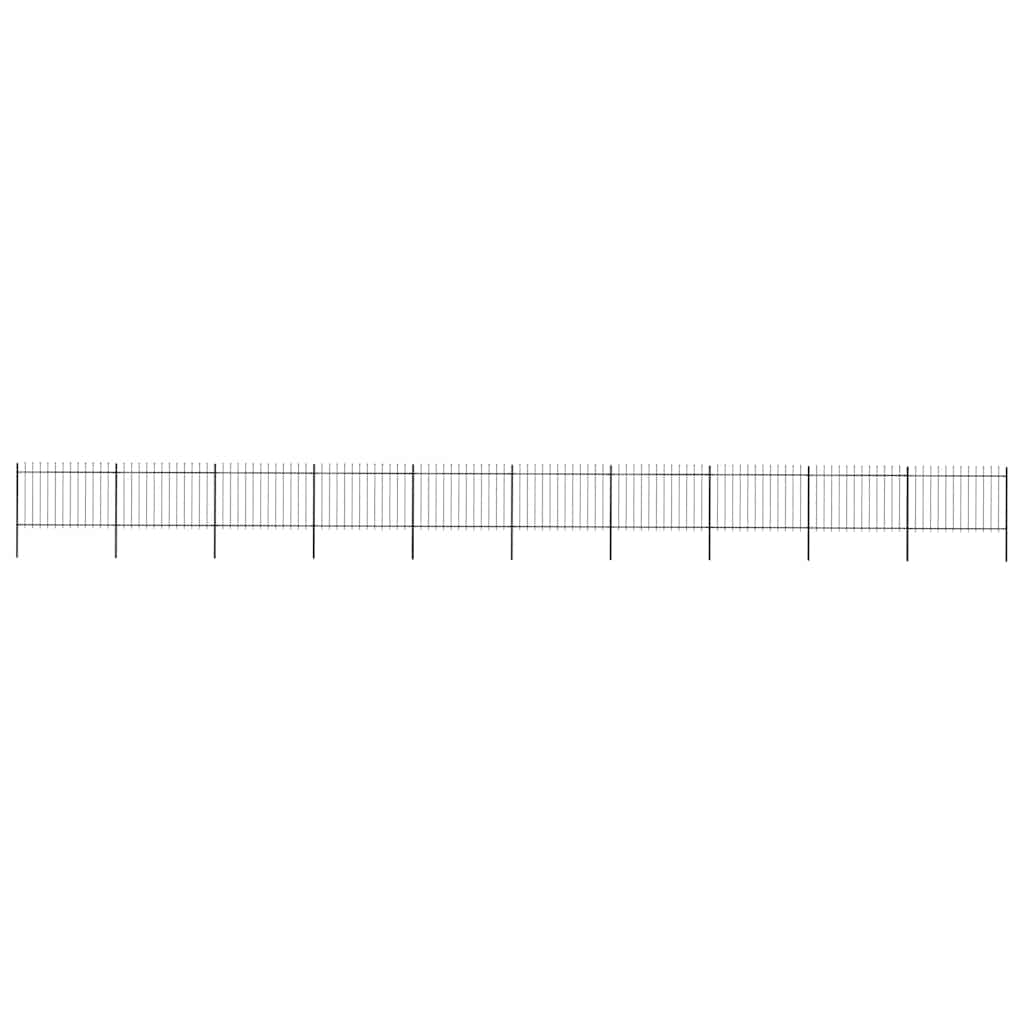 vidaXL Garden Fence with Spear Top Steel 1673x120 cm Black 1