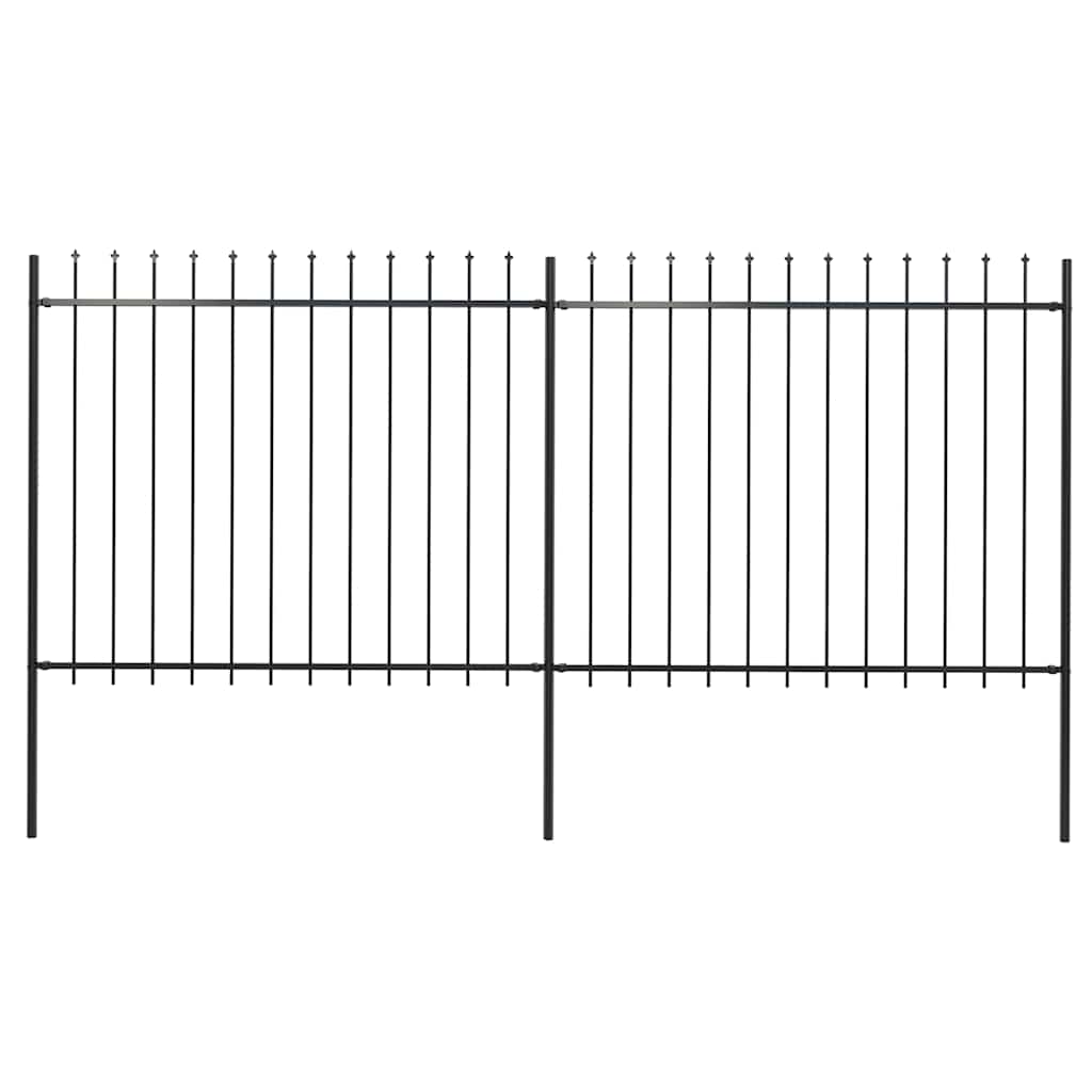 vidaXL Garden Fence with Spear Top Steel 337x150 cm Black