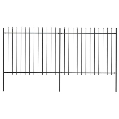 vidaXL Garden Fence with Spear Top Steel 337x150 cm Black