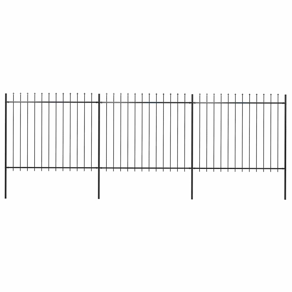 vidaXL Garden Fence with Spear Top Steel 337x150 cm Black
