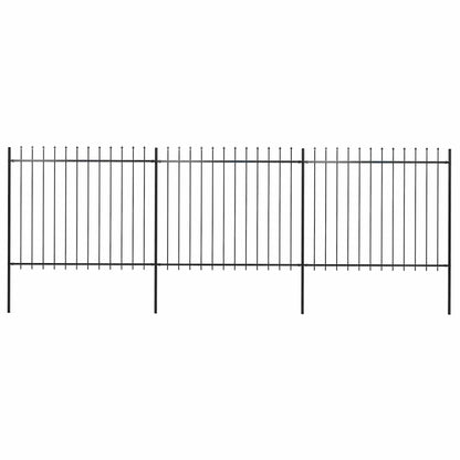 vidaXL Garden Fence with Spear Top Steel 337x150 cm Black