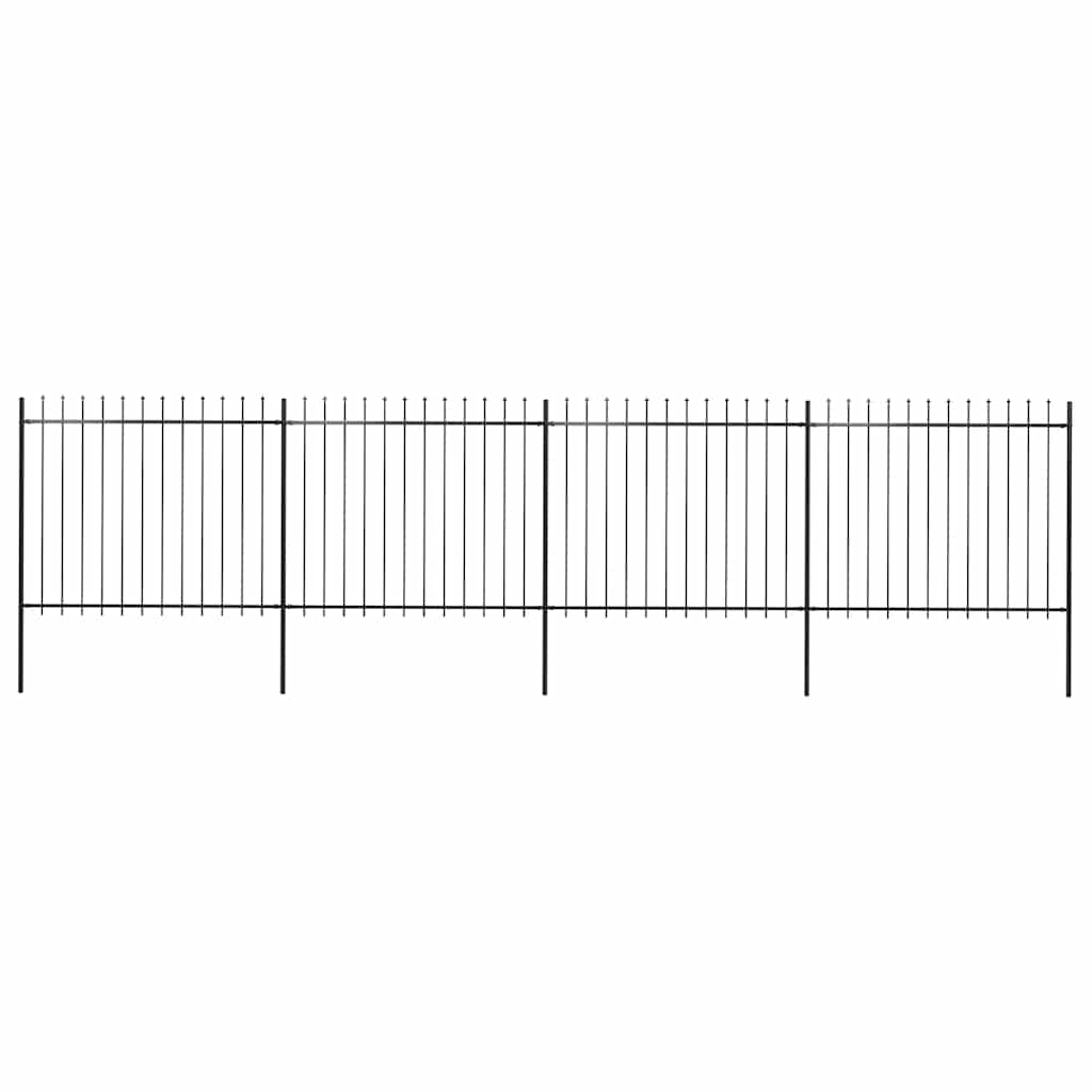 vidaXL Garden Fence with Spear Top Steel 337x150 cm Black