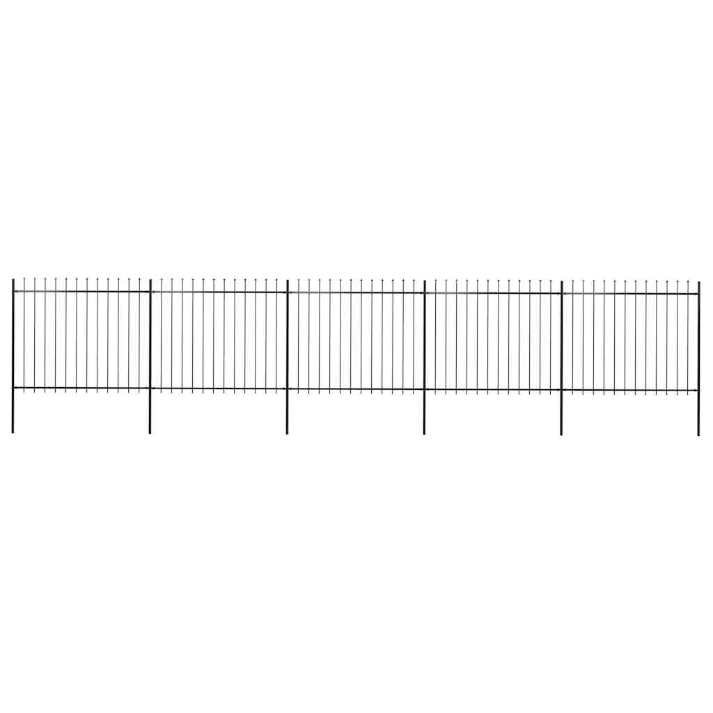 vidaXL Garden Fence with Spear Top Steel 337x150 cm Black