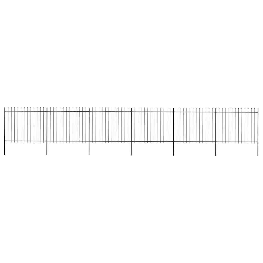 Garden Fence with Spear Top Steel 337x150 cm Black Height 150 cm 1005 cm