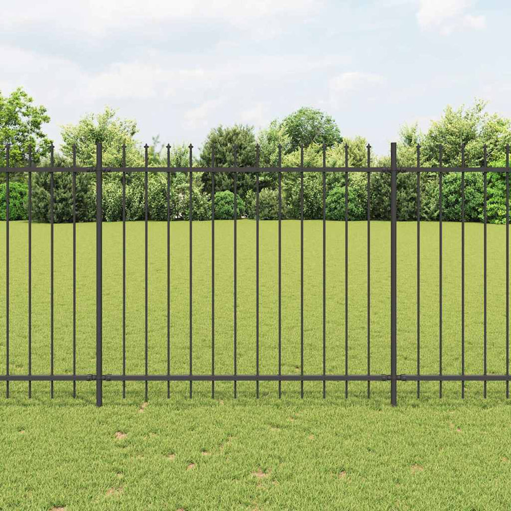 vidaXL Garden Fence with Spear Top Steel 337x150 cm Black
