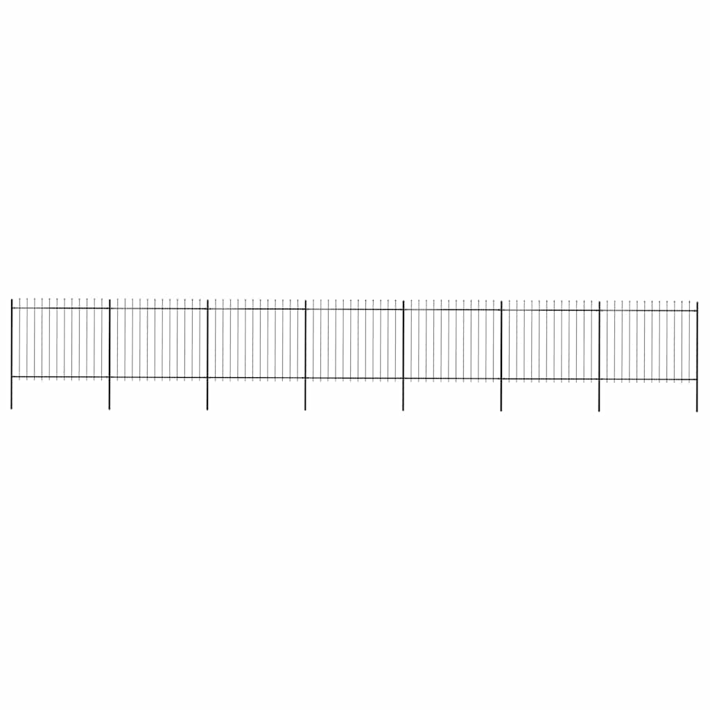 vidaXL Garden Fence with Spear Top Steel 1172x150 cm Black 1