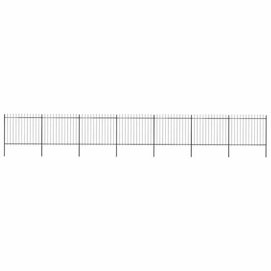 vidaXL Garden Fence with Spear Top Steel 1172x150 cm Black 1