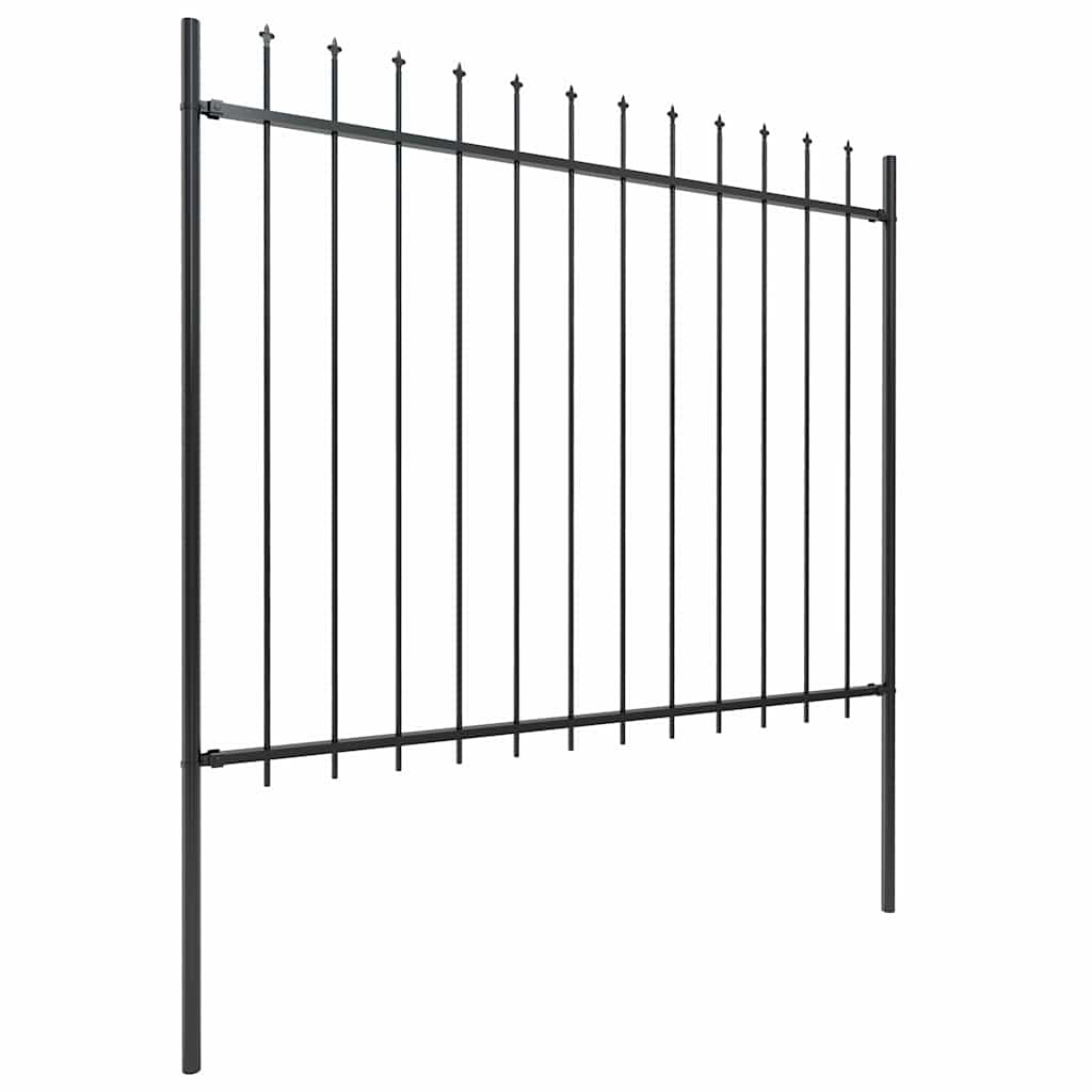 vidaXL Garden Fence with Spear Top Steel 1172x150 cm Black 2