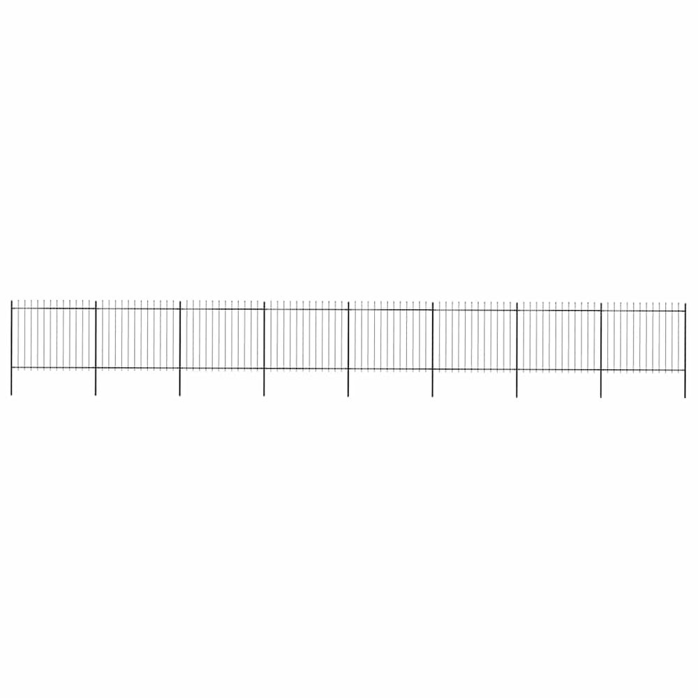 vidaXL Garden Fence with Spear Top Steel 1339x150 cm Black