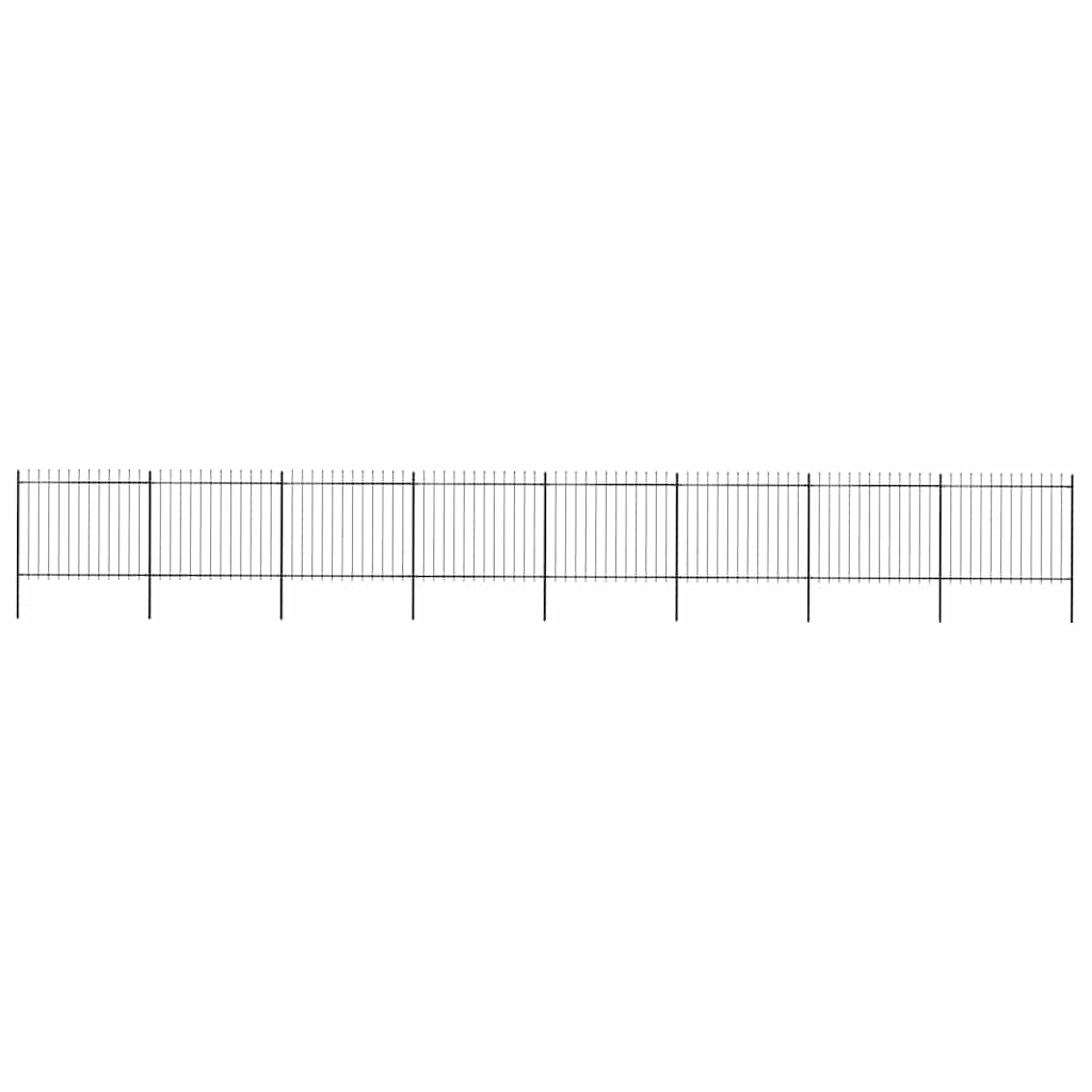 vidaXL Garden Fence with Spear Top Steel 1339x150 cm Black 1