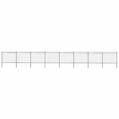 vidaXL Garden Fence with Spear Top Steel 1339x150 cm Black 1