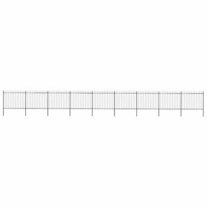 vidaXL Garden Fence with Spear Top Steel 1506x150 cm Black 1