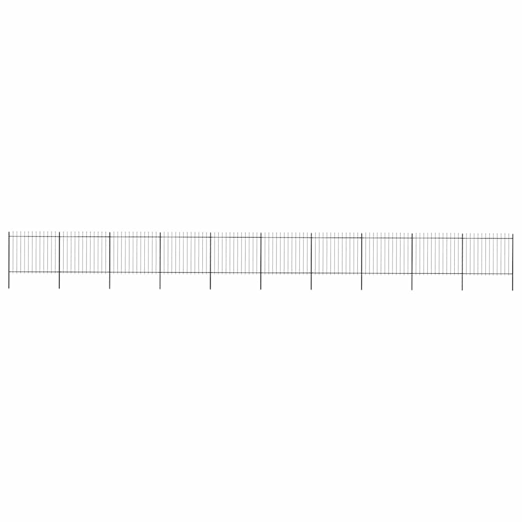 Garden Fence with Spear Top Steel 337x150 cm Black Height 150 cm 1673 cm